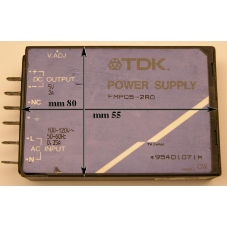 zasilacz, przetwornica 100-120V, 0,35A OUT 5V, 2A TDK FMP05-2R0